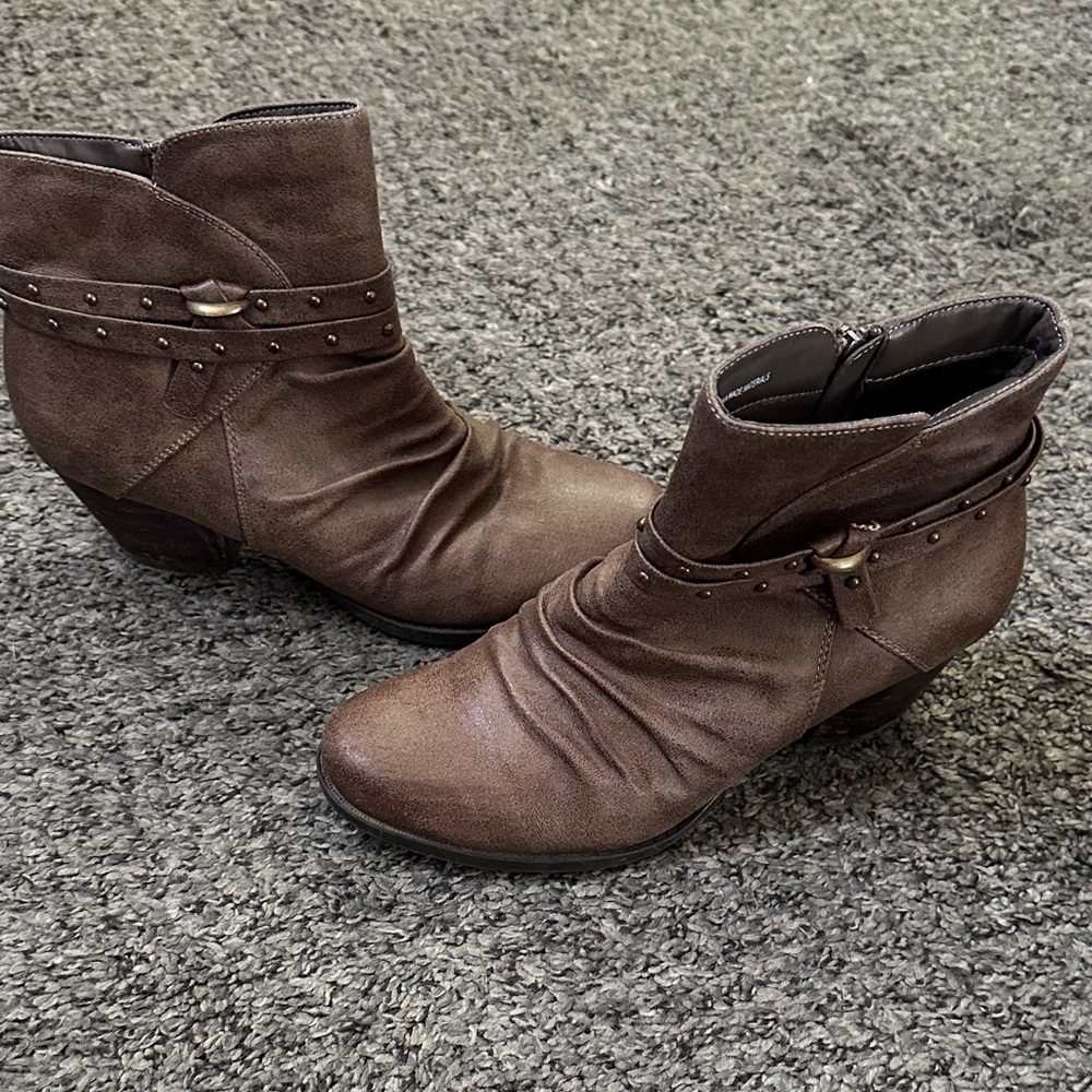 BareTraps Brown Ankle Booties with Studded Strap